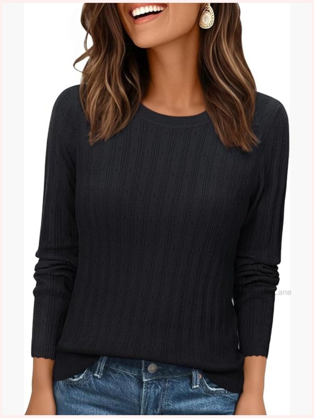 Women's Crochet Lace Long Sleeve Knit Sweater Top
